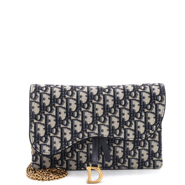 Christian Dior Saddle Chain Clutch Oblique Canvas