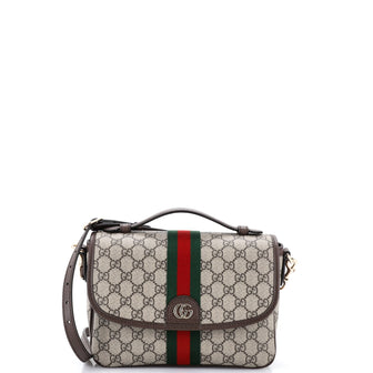 Gucci Ophidia Flap Top Handle Messenger Bag GG Canvas Medium