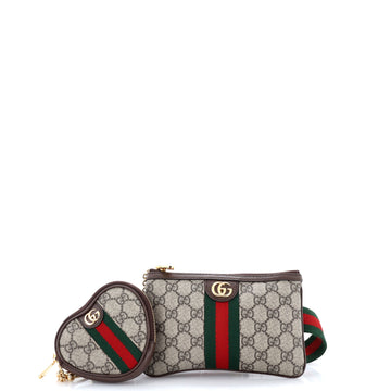 Gucci Ophidia Heart Utility Double Belt Bag GG Coated Canvas