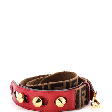 Fendi Adjustable Shoulder Strap Zucca Canvas with Studded Leather