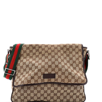 Gucci Web Strap Flap Messenger GG Canvas Medium