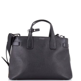 Burberry Banner NM Tote Leather with Vintage Check Canvas Medium
