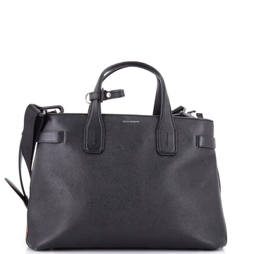 Burberry Banner NM Tote Leather with Vintage Check Canvas Medium