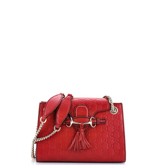 Gucci Emily Chain Flap Shoulder Bag Guccissima Leather Small