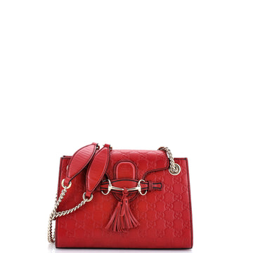 Gucci Emily Chain Flap Shoulder Bag Guccissima Leather Small