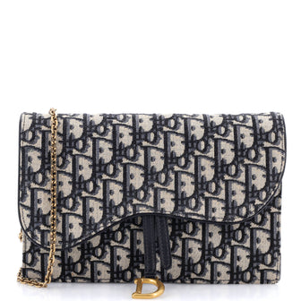 Christian Dior Saddle Chain Clutch Oblique Canvas
