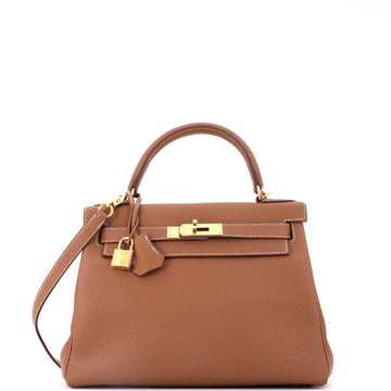 Hermes Kelly Handbag Brown Togo with Gold Hardware 28