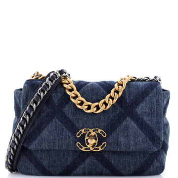 Chanel 19 Flap Bag Quilted Denim Medium