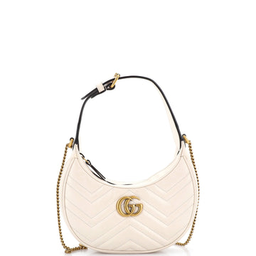 Gucci GG Marmont Half Moon Hobo Matelasse Leather Mini