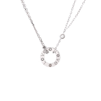 Cartier 2 Diamonds Love Pendant Necklace 18K White Gold with Diamonds