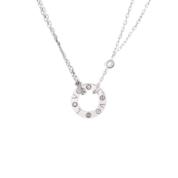 Cartier 2 Diamonds Love Pendant Necklace 18K White Gold with Diamonds