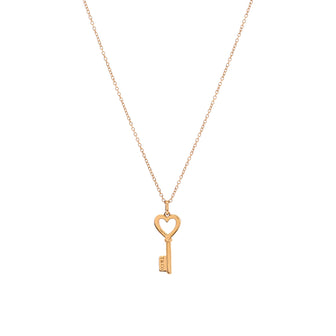 Tiffany & Co. Heart Key Pendant Necklace 18K Rose Gold Mini