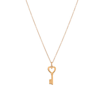 Tiffany & Co. Heart Key Pendant Necklace 18K Rose Gold Mini