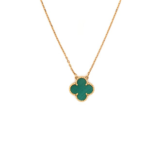 Van Cleef & Arpels Vintage Alhambra Pendant Necklace 18K Yellow Gold and Malachite