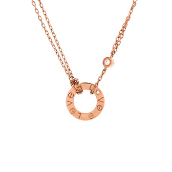 Cartier 2 Diamonds Love Pendant Necklace 18K Rose Gold and Diamonds