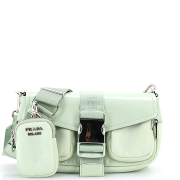 Prada Buckle Pocket Crossbody Bag Spazzolato Leather and Tessuto