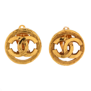 Chanel Vintage CC Round Cutout Clip-On Earrings Metal