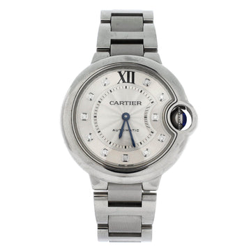 Cartier Ballon Bleu de Cartier Automatic Watch Stainless Steel with Diamond Markers 33