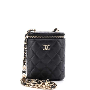 Chanel Vertical Classic Vanity Case with Chain Quilted Caviar Small