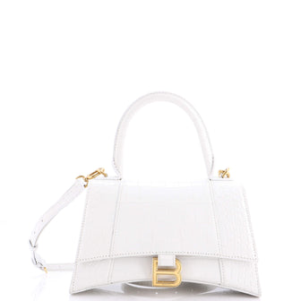 Balenciaga Hourglass Top Handle Bag Crocodile Embossed Leather Small
