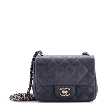 Chanel Square Classic Single Flap Bag Quilted Caviar Mini