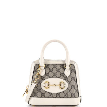 Gucci Horsebit 1955 Top Handle Bag GG Coated Canvas with Leather Mini
