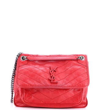 Saint Laurent Niki Chain Flap Bag Matelasse Chevron Leather Medium