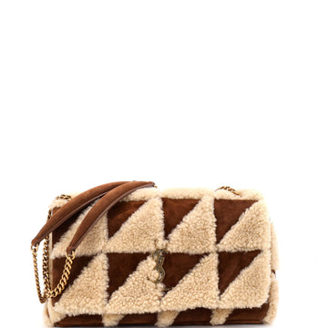 Saint Laurent Jamie Flap Bag Quilted Suede and Shearling Medium