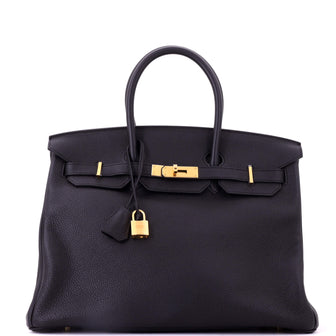 Hermes Birkin Handbag Black Togo with Gold Hardware 35
