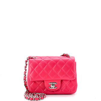 Chanel Square Classic Single Flap Bag Quilted Lambskin Mini