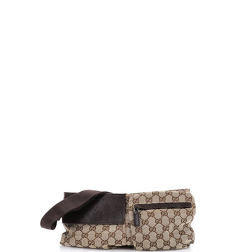 Gucci Vintage Double Belt Bag GG Canvas with Leather Small