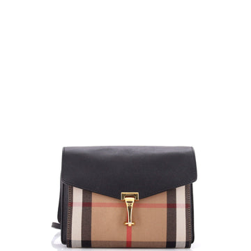 Burberry Macken Crossbody Bag Leather and House Check Canvas Small