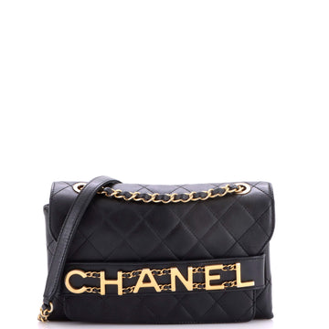Chanel Logo Enchained Flap Bag Quilted Calfskin Medium