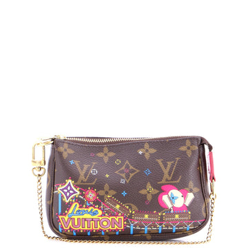 Louis Vuitton Pochette Accessoires Limited Edition Vivienne Xmas Monogram Canvas Mini