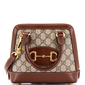 Gucci Horsebit 1955 Top Handle Bag GG Coated Canvas with Leather Mini