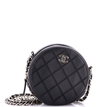 Chanel Round Clutch with Chain Stitched Lambskin Mini