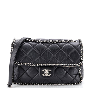 Chanel Running Chain Around Flap Bag Quilted Crumpled Calfskin Medium