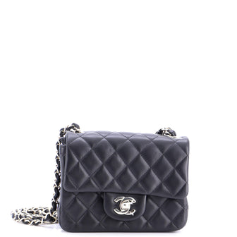Chanel Square Classic Single Flap Bag Quilted Lambskin Mini