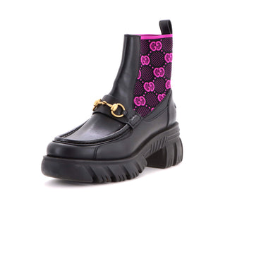Gucci Women's Quebec Horsebit Chelsea Boots Leather with GG Elastic