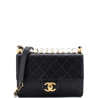 Chanel Chic Pearls Flap Bag Quilted Goatskin with Acrylic Beads Small