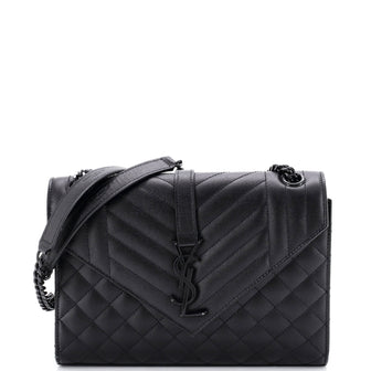 Saint Laurent Classic Monogram Envelope Satchel Mixed Matelasse Leather Medium