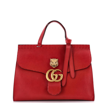 Gucci GG Marmont Animalier Top Handle Bag Leather Medium