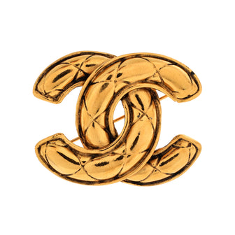 Chanel Vintage Quilted CC Brooch Metal