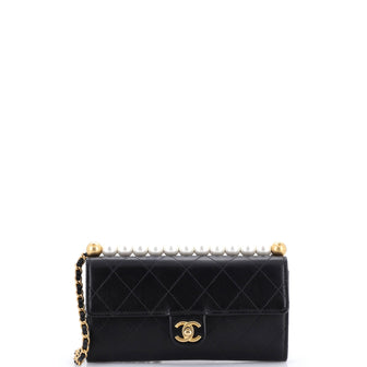 Chanel Chic Pearls Clutch with Chain Quilted Goatskin