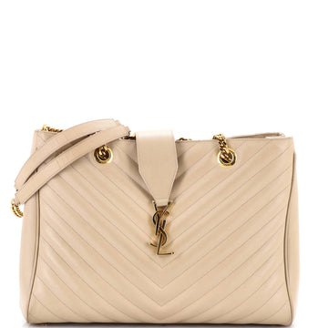 Saint Laurent Classic Monogram Shopper Matelasse Chevron Leather Large