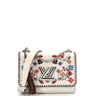 Louis Vuitton Twist Handbag Limited Edition Flower Embellished Epi Leather with Whipstitch Details MM