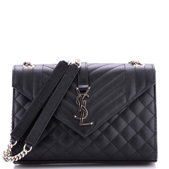 Saint Laurent Classic Monogram Envelope Satchel Mixed Matelasse Leather Medium