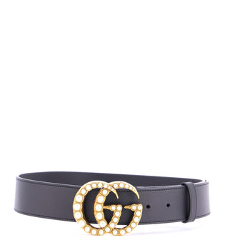 Gucci Pearly GG Marmont Belt Leather Wide