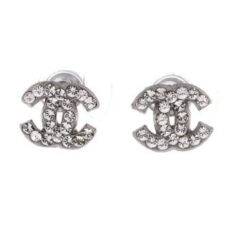 Chanel CC Stud Earrings Metal with Crystals