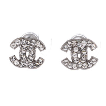 Chanel CC Stud Earrings Metal with Crystals